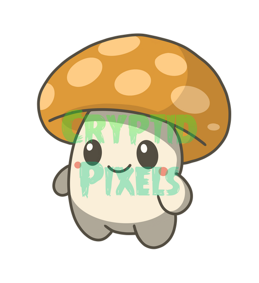 Orange Mushroom Sproutling 1.5&quot; Enamel Pin and Sticker