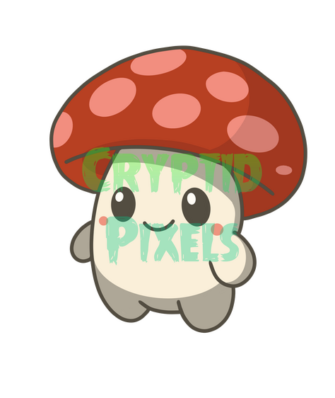 Red Mushroom Sproutling 1.5&quot; Enamel Pin and Sticker