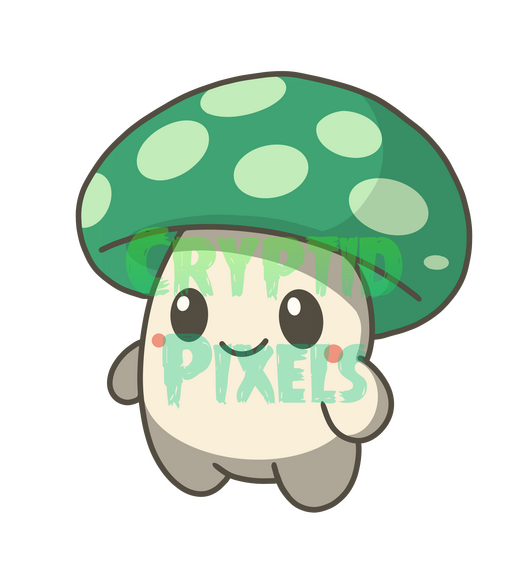 Green Mushroom Sproutling 1.5" Enamel Pin and Sticker