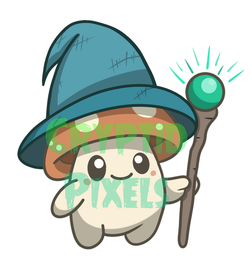 Wizard Mushroom Sproutling 1.5&quot; Enamel Pin and Sticker