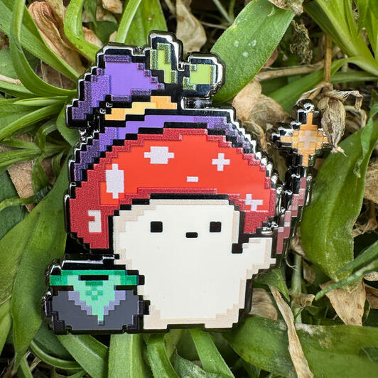 Wizard (Pixel) Mushroom Sproutling 1.5 Inch Enamel Pin